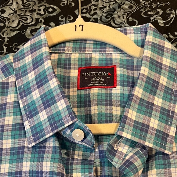 UNTUCKit Blue and White Plaid Casual Shirt - Picture 6 of 10